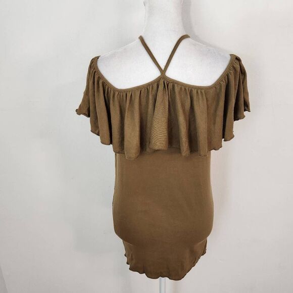 Chaser Army Green Knit Top Ruffle Top NWT Size Medium Olive Green Knit Top Green - Picture 4 of 7